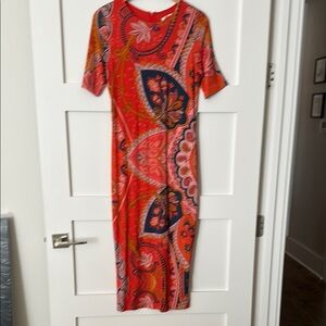 Vibrant Red Paisley Dress